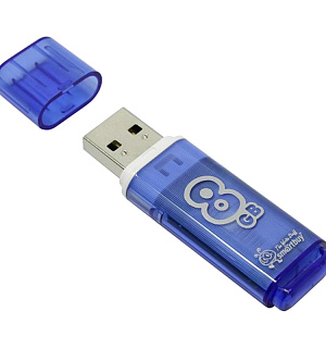 Память Smart Buy "Glossy"  8GB, USB 2.0 Flash Drive, голубой