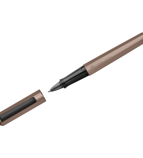 Ручка-роллер Faber-Castell "Hexo" черная, 0,7мм, шестигран., бронзовый корпус, инд. карт. упаковка