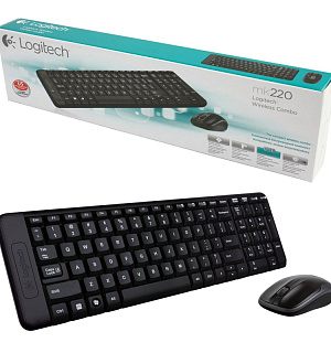 Комплект беспроводной клавиатура + мышь Logitech Combo MK220, черный