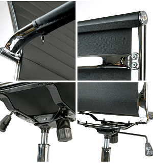 Кресло руководителя Helmi HL-E17 "Slim", экокожа черная, хром