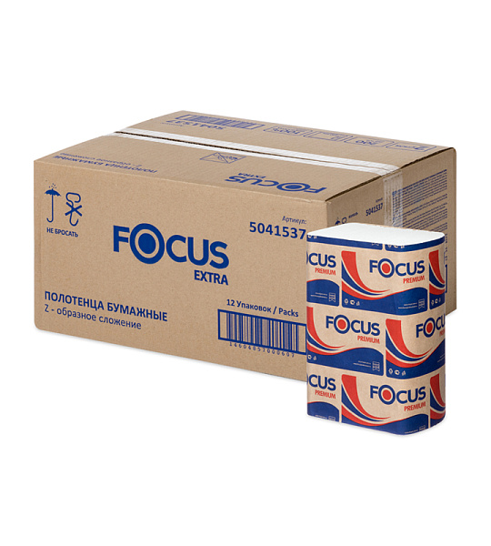 Полотенца бумажные лист. Focus (Z-сл) 2-слойные, 200л/пач. 20*24см, белые