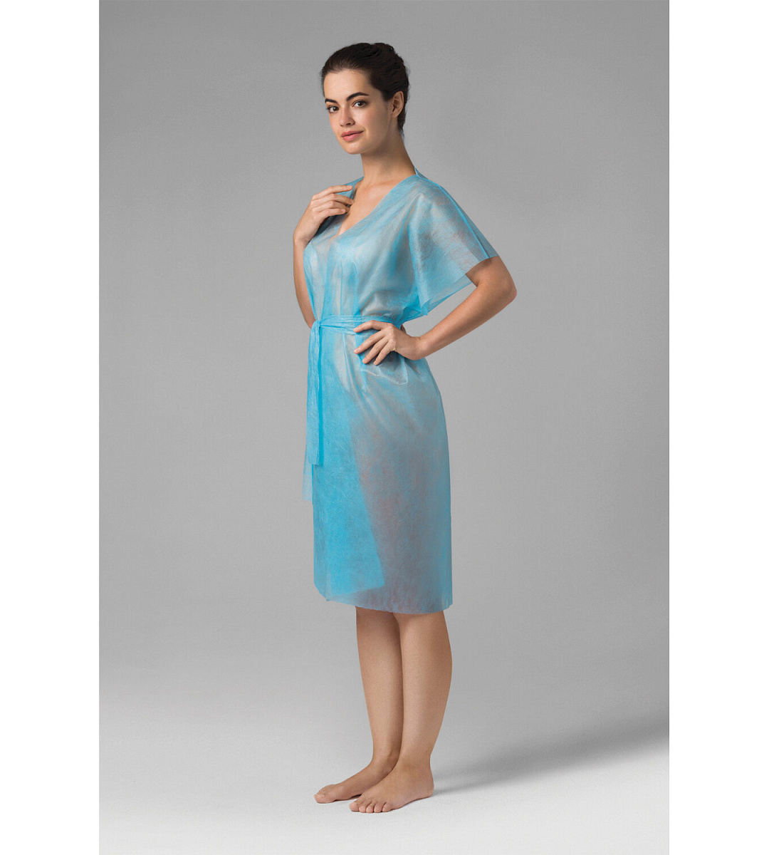 Халат-кимоно без рукавов нестерильный, голубой, ЧИСТОВЬЕ КОМПЛЕКТ 10 шт. спанбонд, 01-564