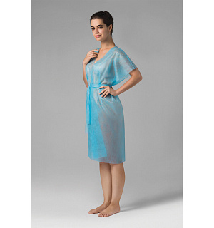 Халат-кимоно без рукавов нестерильный, голубой, ЧИСТОВЬЕ КОМПЛЕКТ 10 шт. спанбонд, 01-564