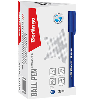 Ручка шариковая Berlingo "Triangle 100T" синяя, 0,7мм, трехгран., игольчатый стержень