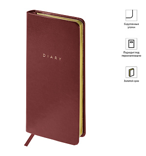 Еженедельник недатированный, карманный, 64л., кожзам, OfficeSpace "Windsor ", коричневый, зол. срез