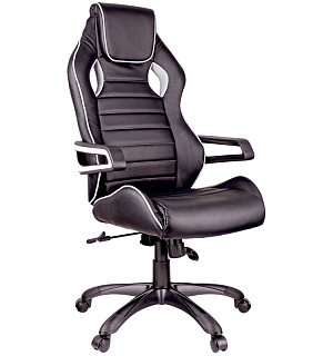 Кресло игровое Helmi HL-S03 "Drift", экокожа черная, вставка ткань серая