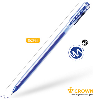 Ручка гелевая Crown "Multi Jell" синяя, 0,4мм, игольчатый стержень