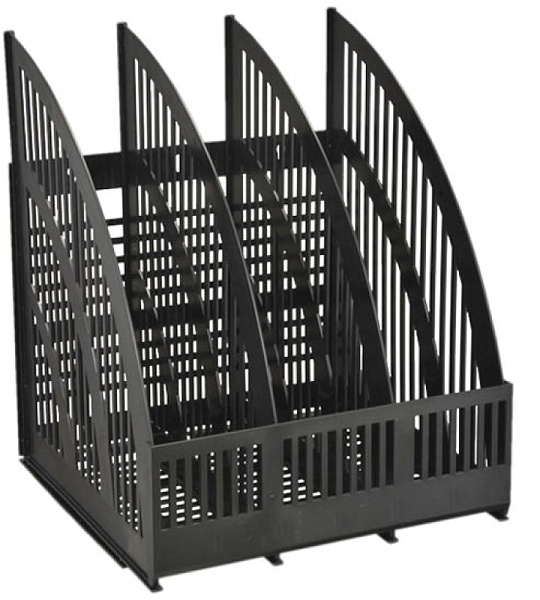 Лоток для бумаг вертикальный СТАММ "Line", сборный, 3 отделения, черный