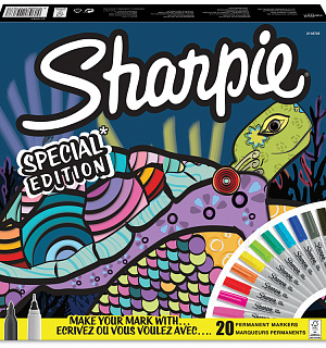 Набор перманентных маркеров Sharpie "Черепаха" 20цв., пулевидный, 0,35/2мм, подарочная упаковка