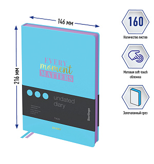 Ежедневник недатированный, А5, 160л., кожзам, Berlingo "Haze", сиреневый срез, голубой, с рисунком