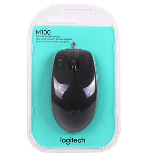 Мышь Logitech M100 Dark Mouse USB серый