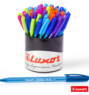 Ручка шариковая Luxor "InkGlide 100 Icy" синяя, 0,7мм, трехгран., корпус ассорти