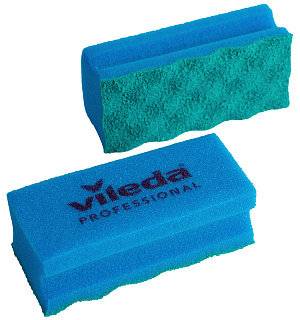 Губка Vileda Professional "Pur Active", с абразивным слоем, 14*6,3см, 10шт, синий/зеленый 123118 (ПОД ЗАКАЗ)