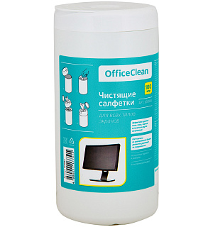 Салфетки чистящие влажные OfficeClean, для экранов, в тубе, 100шт.