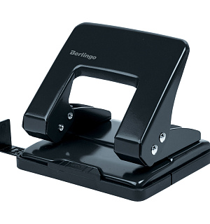 Дырокол Berlingo "Universal" 20л., металлический, черный, с линейкой