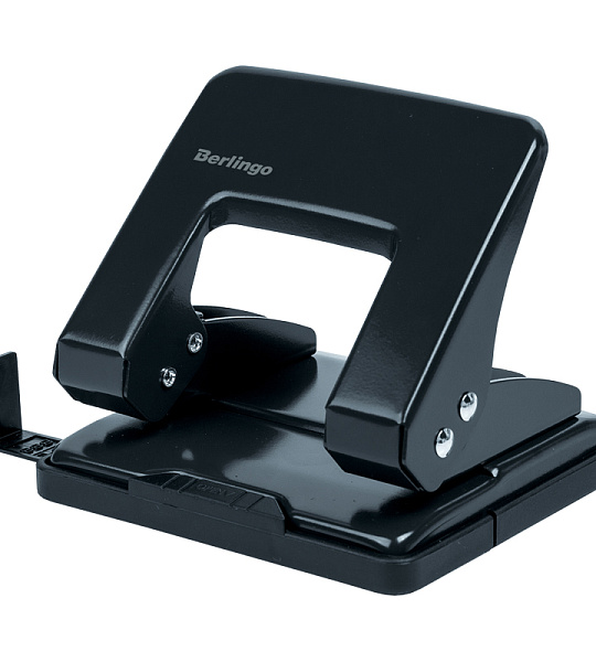 Дырокол Berlingo "Universal" 20л., металлический, черный, с линейкой