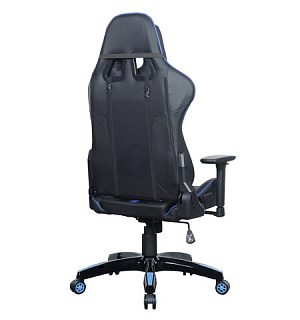 Кресло компьютерное BRABIX "GT Carbon GM-120", две подушки, экокожа, черное/синее, 531930