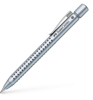 Карандаш механический Faber-Castell "Grip 2011" 0,7мм, трехгранный, с ластиком, серебрянный корпус