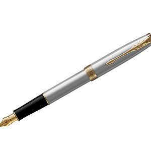 Ручка перьевая Parker "Sonnet Stainless Steel GT" 0,8мм, подарочная упаковка