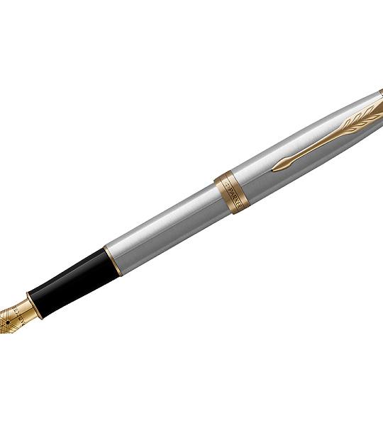 Ручка перьевая Parker "Sonnet Stainless Steel GT" 0,8мм, подарочная упаковка