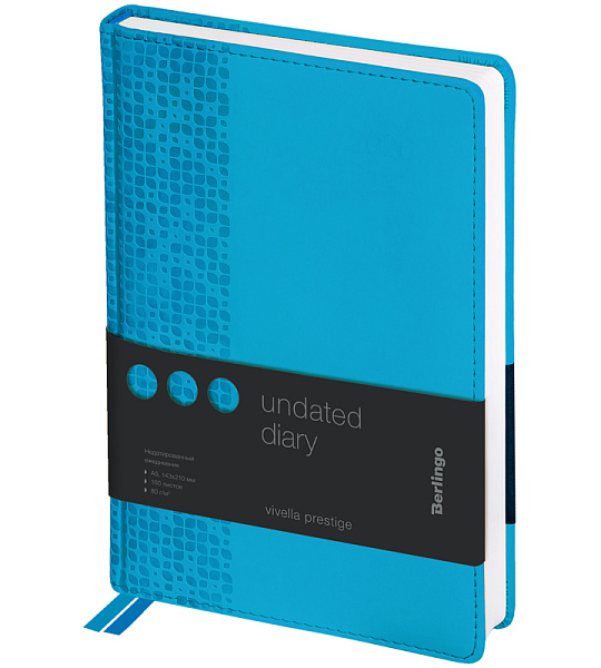 Ежедневник недатир. A5, 160л., кожзам, Berlingo "Vivella Prestige", голубой