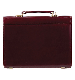 Портфель Delucci "Калипсо", кожа, темный коньяк, 1 отделение, метал. замок, с ремнем