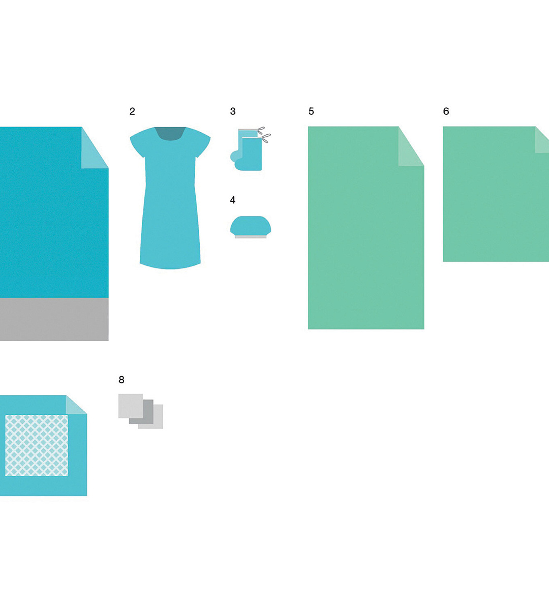 Комплект белья одноразовый акушерский КБР-02 ГЕКСА стерильный, 8 предметов