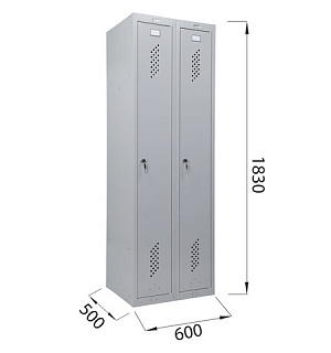 Шкаф металлический для одежды BRABIX "LK 21-60", УСИЛЕННЫЙ, 2 секции, 1830х600х500 мм, 32 кг, 291126, S230BR402502