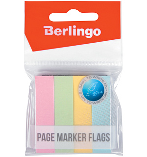 Флажки-закладки Berlingo 12*50мм, 100л*4 пастельных цвета, европодвес
