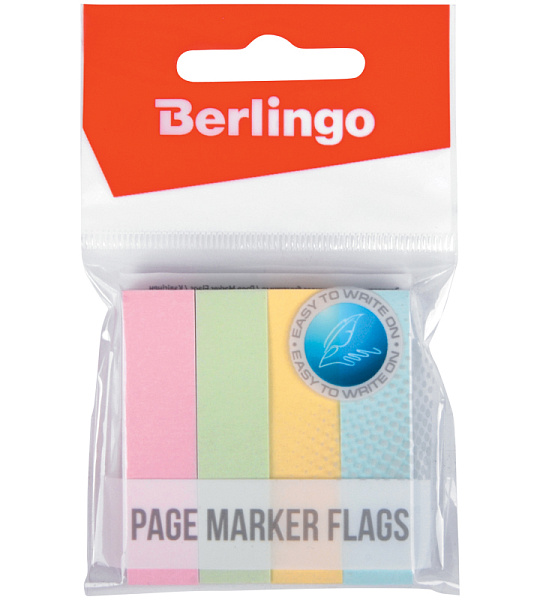 Флажки-закладки Berlingo 12*50мм, 100л*4 пастельных цвета, европодвес