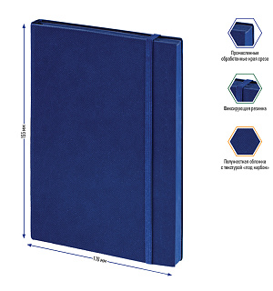 Записная книжка А6 80л., кожзам, Berlingo "Western", с резинкой, синий