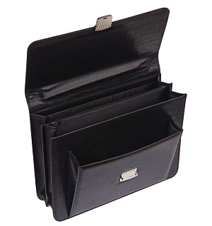 Портфель OfficeSpace "Irida", кожзам, черный, 2 отделения, метал. замок