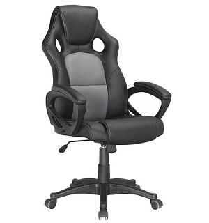 Кресло компьютерное BRABIX "Rider Plus EX-544" КОМФОРТ, экокожа, черное/серое, 531582