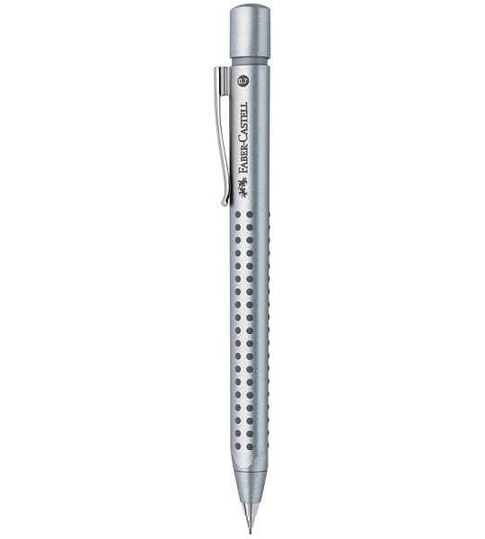 Карандаш механический Faber-Castell "Grip 2011" 0,7мм, трехгранный, с ластиком, серебрянный корпус