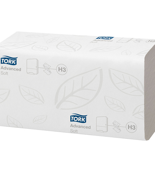 Полотенца бумажные лист. Tork "Advanced"(ZZ-сл)(Н3), 2-слойные, 200л/пач, 23*23см, белые