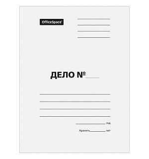 Скоросшиватель OfficeSpace "Дело", картон мелованный, 440г/м2, белый, пробитый, до 200л.