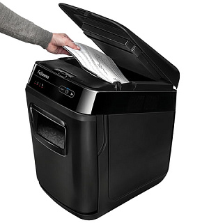 Уничтожитель (шредер) FELLOWES AUTOMAX 200C, АВТОПОДАЧА, 4 уровень секретности, фрагменты 4х38 мм, 200 листов, 32 л, FS-46536