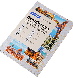 Фотобумага А4 для стр. принтеров OfficeSpace, 90г/м2 (100л) матовая односторонняя