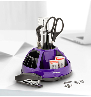 Настольный органайзер Berlingo "BR", 9 предметов, вращающийся, черный/фиолетовый