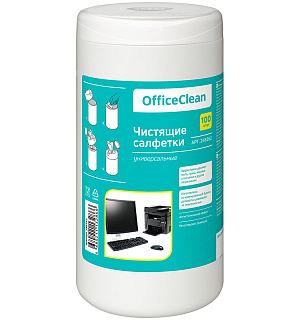 Салфетки чистящие влажные OfficeClean, универсальные, в тубе, 100шт.