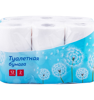 Бумага туалетная OfficeClean 2-слойная, 12шт., тиснение, белая