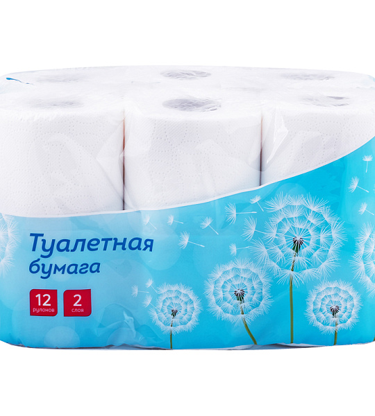Бумага туалетная OfficeClean 2-слойная, 12шт., тиснение, белая