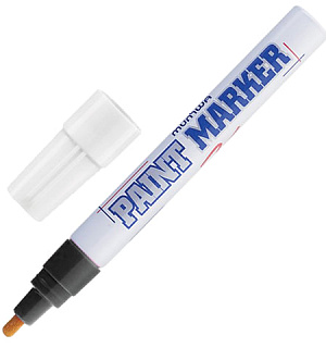 Маркер-краска лаковый (paint marker) MUNHWA, 4 мм, ЧЕРНЫЙ, нитро-основа, алюминиевый корпус, PM-01