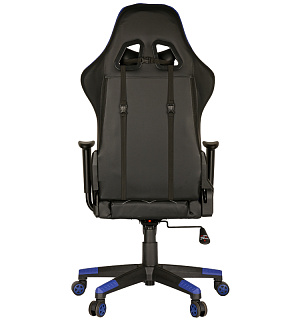 Кресло игровое Helmi HL-G02 "Grand Prix", экокожа, черная/синяя, 2 подушки