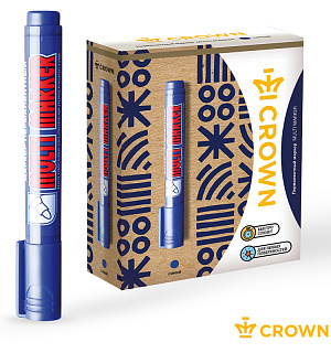 Маркер перманентный Crown "Multi Marker" синий, пулевидный, 3мм
