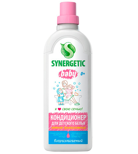 Кондиционер для детского белья Synergetic "Нежное прикосновение", биоразлагаемый, 1л
