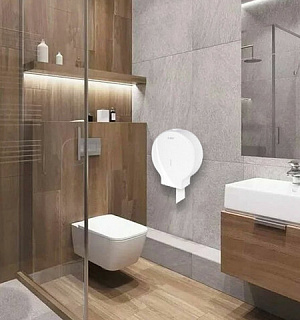 Диспенсер для туалетной бумаги LAIMA PROFESSIONAL ORIGINAL (Система T1), БОЛЬШОЙ, белый, ABS-пластик, 605768