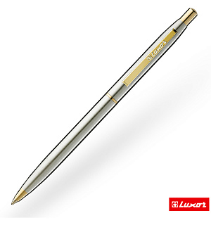 Ручка шариковая Luxor "Sterling" синяя, 1,0мм, корпус хром/золото, кнопочный механизм