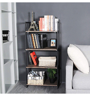 Стеллаж на металлокаркасе "BRABIX LOFT SH-001", 600х300х1250 мм, складной, цвет морёный дуб, 641228