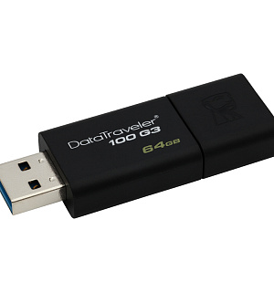 Память Kingston "DT100G3"  64GB, USB 3.0 Flash Drive, черный